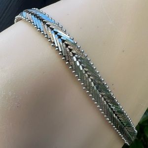 STERLING SILVER HERRINGBONE PATTERN BRACELET